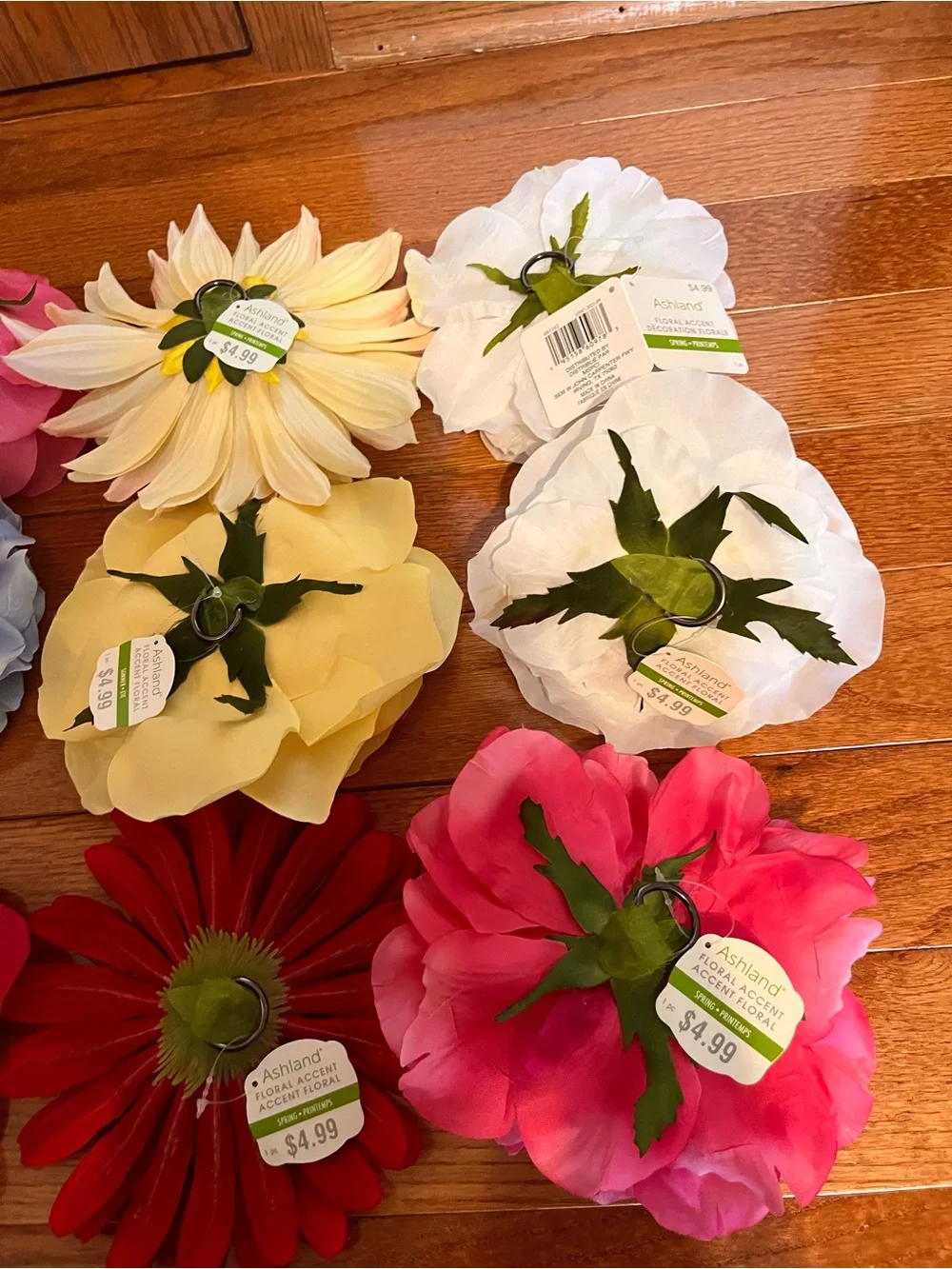 15 Ashland Singular Large Flowers for Display - “D” Hook on back of each - NWT!
